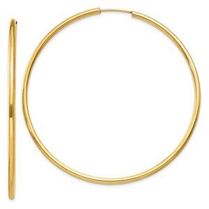 2mm x 60mm 14k Yellow Gold Polished Round Endless Hoop Earrings